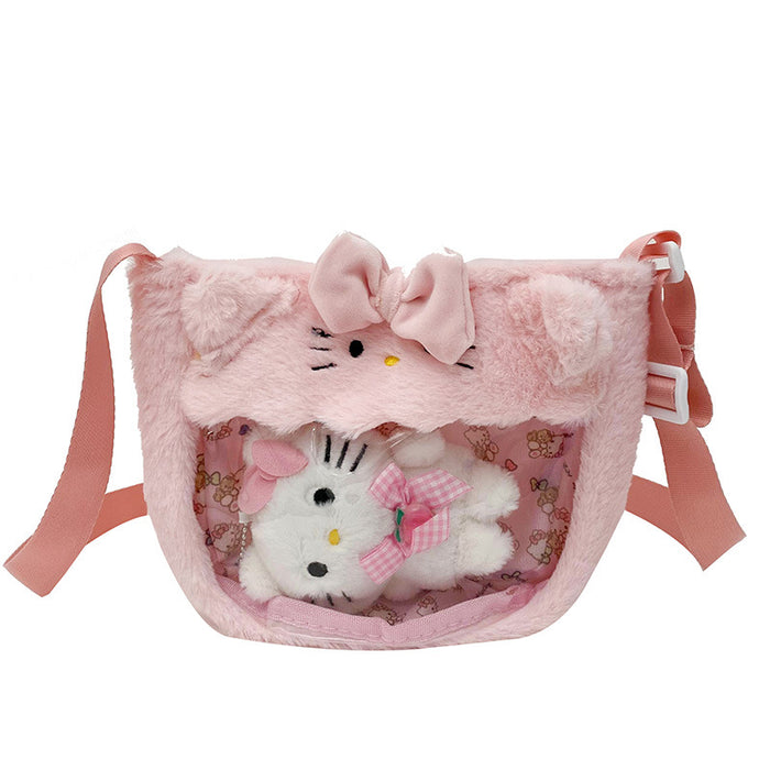 Wholesale Cute Transparent PVC Children' s Bag Plush Toy Cartoon Bag  Doll Crossbody Bag