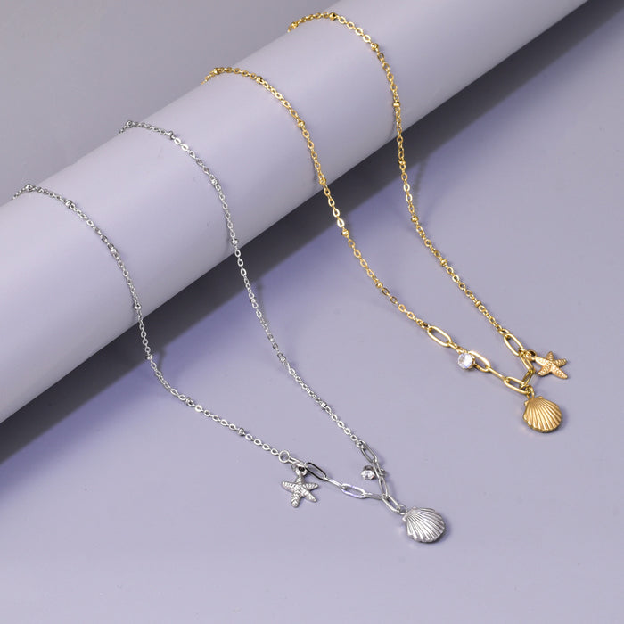 Wholesale Shell starfish water diamond necklace