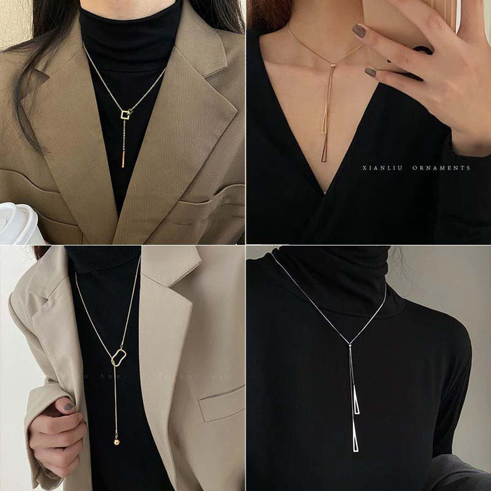 Wholesale Sweater chain, trendy necklace, light luxury, niche, high-end, long style, paired with base shirt accessories