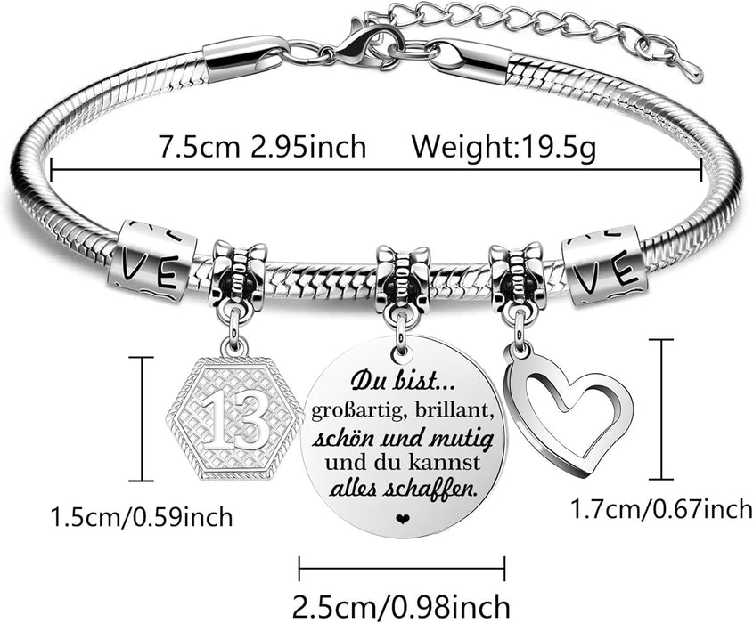 Wholesale Bracelet made of stainless steel, soft chain, round plate, engraved with heart-shaped pendant, made of stainless steel