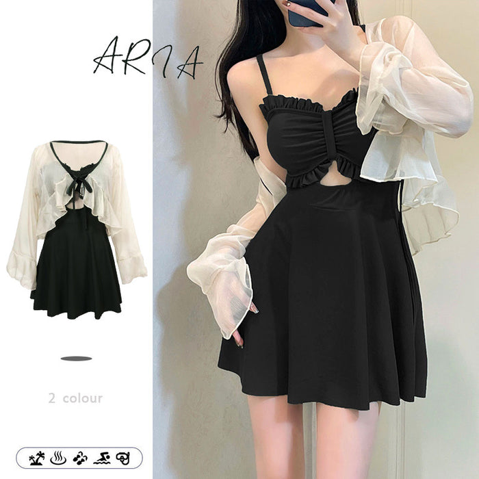 Wholesale New one-piece conservative skirt style avocado green high-end and sexy hot spring swimsuit