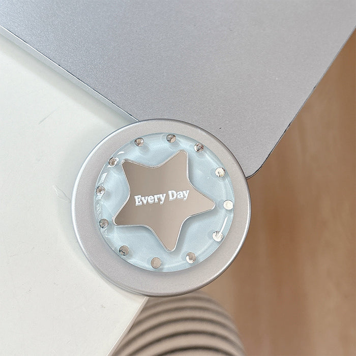 Wholesale Simple Star Design Desktop Retractable Phone Holder with Rhinestone Mirror