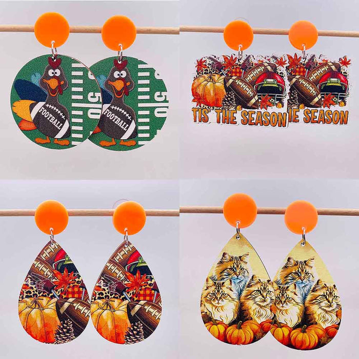 Wholesale Autumn Thanksgiving Wooden Earrings JDC-ES-Susheng003