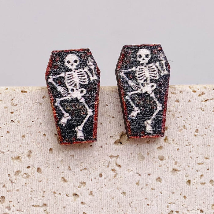 Wholesale  Earrings Horror Pumpkin Ghost Bat Wooden Earrings  Night Jewelry
