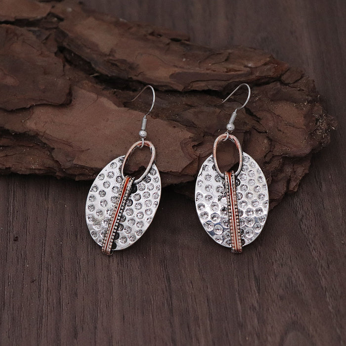 Wholesale Vintage bronze circle leather earrings