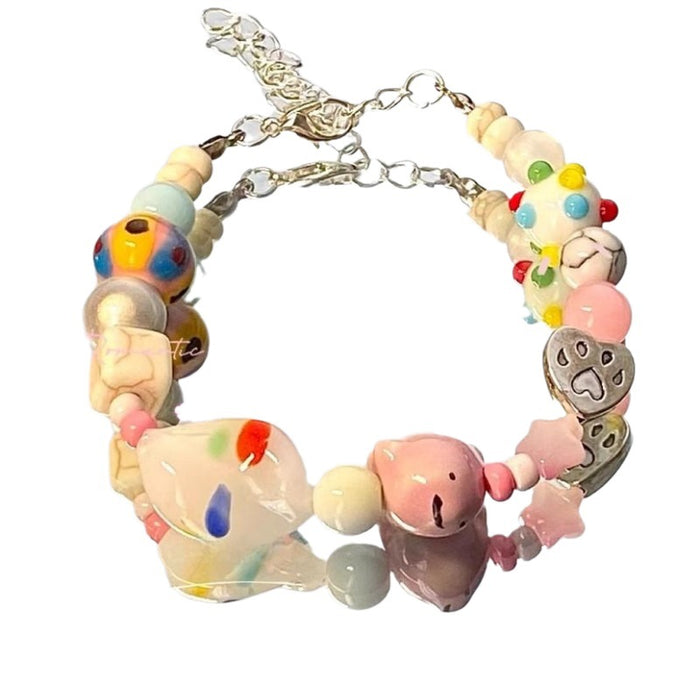 Wholesale Cute Cartoon Bracelet Girlfriend Couple Beaded Necklace Gift