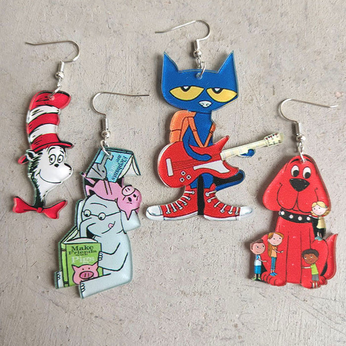 Wholesale Guitar Cat Elephant Dog Acrylic Earrings JDC-ES-HeYi099