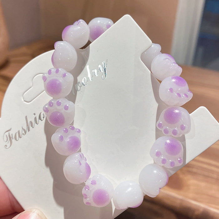 Wholesale Cute Large Resin Cat Claw Bead Bracelet Student Gift MOQ≥2