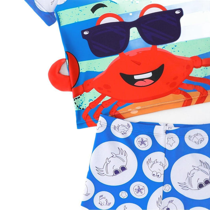 Wholesale New children's swimsuit split three piece set, hot spring beach short sleeved swimsuit set