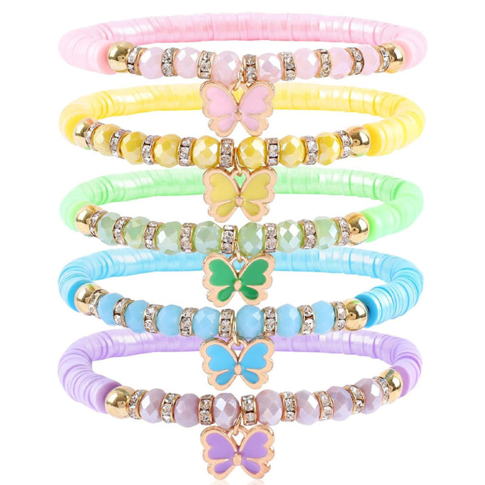 Wholesale Butterfly Pendant Soft y Bracelet suit Women Bohemian Partition Flower Macaron Colorful Soft y Bracelet