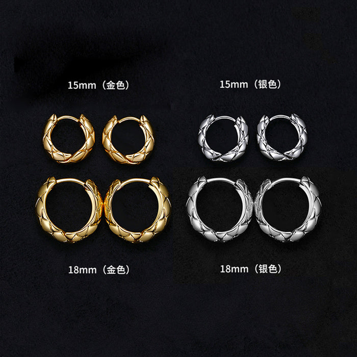 Wholesale Copper plated 18K gold rhombus pattern hoop earrings