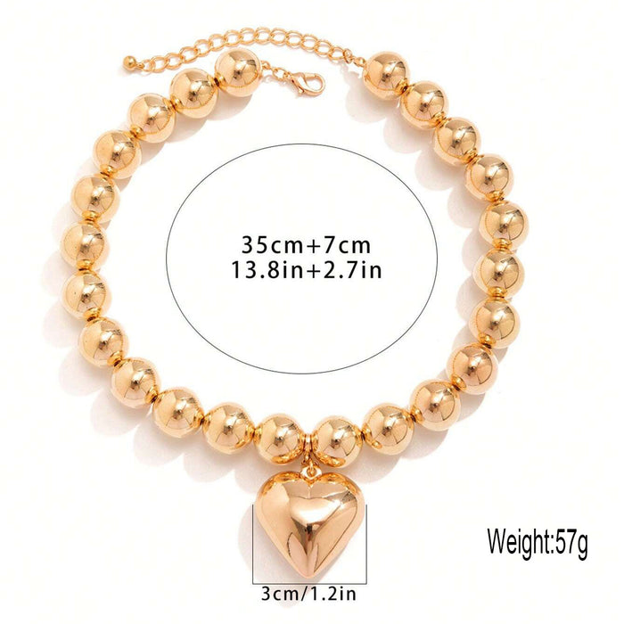 Wholesale Jewelry round beaded heart pendant necklace