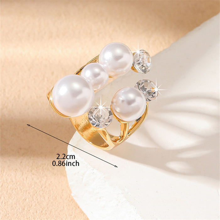 Wholesale Irregular Pearl Design Gold Alloy Ring Stylish Jewelry Accessory MOQ≥2