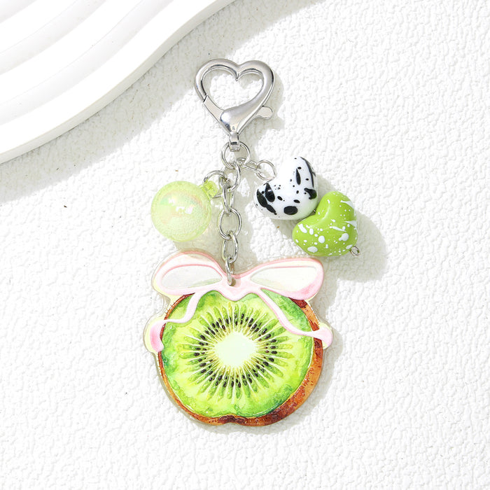 Wholesale Cute Fruit Keychain Alloy Bag Charm Trendy Car Accessory Gift for Girls MOQ≥2
