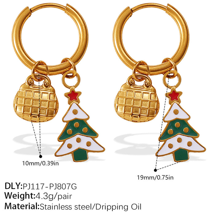 Wholesale Christmas Collection Gingerbread Man Pendant Earrings Stainless Steel