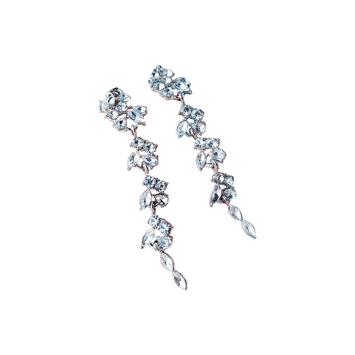 Wholesale Exaggerated long tassel zircon earrings, light luxury, niche earrings, earrings