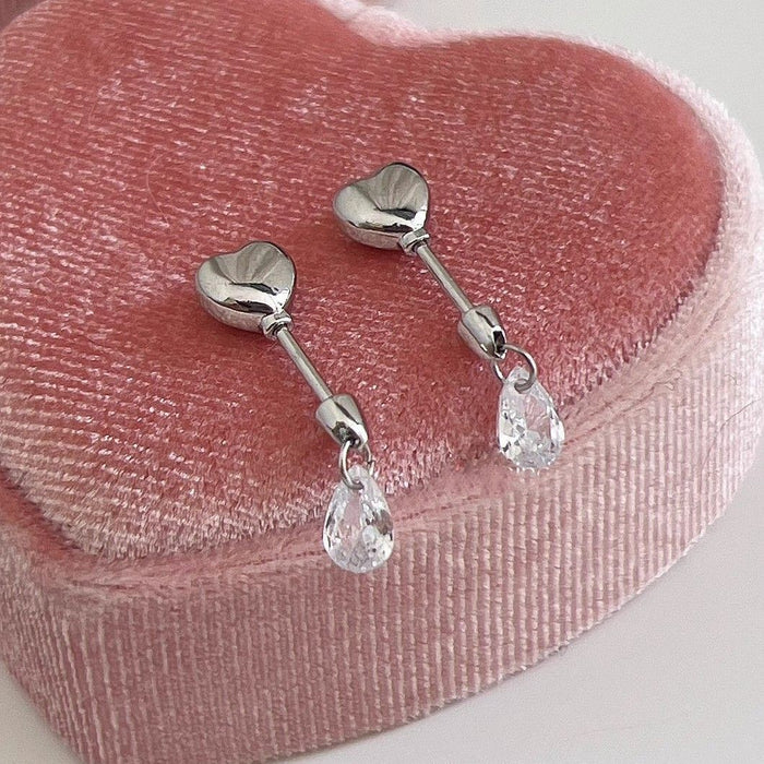 Wholesale Small niche design earrings with heart-shaped water droplet pendant earrings, simple and versatile earrings, exquisite and personalized earrings