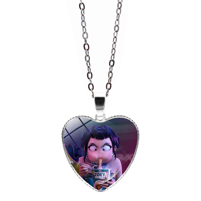 Wholesale Anime Cartoon Heart Peach Pendant Sweater Chain Necklace Accessory