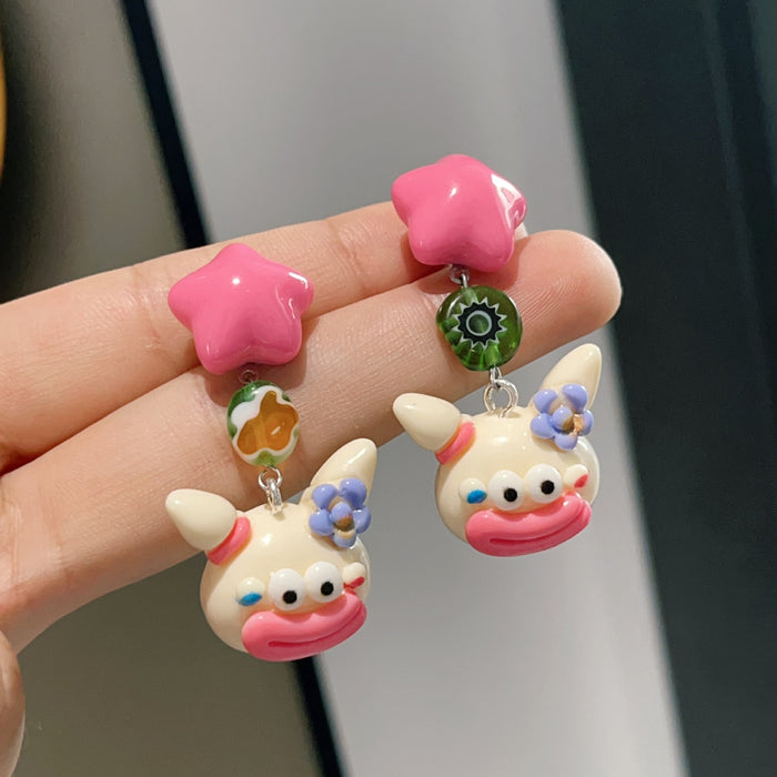 Wholesale Original new cartoon ugly doll silver needle fashionable and funny earring ear clip