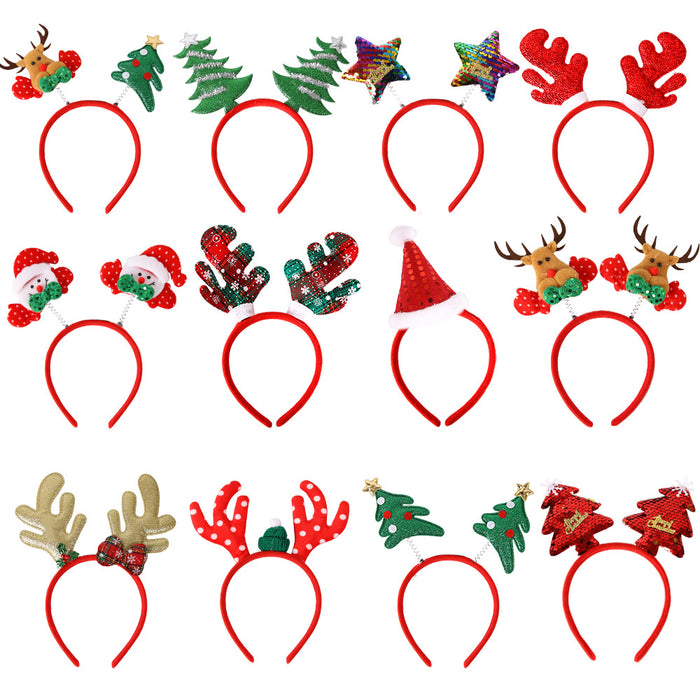 Wholesale Christmas headband elk horn five star headband Christmas decorations children plastic head buckle party decoration supplies