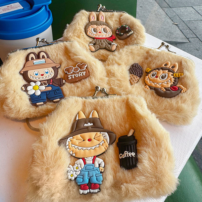 Wholesale Cartoon Plush Bunny Kidsren' s Coin Purse Forest Elf Fabric Small Handbag Girls Headphone Key Cosmetics Bag