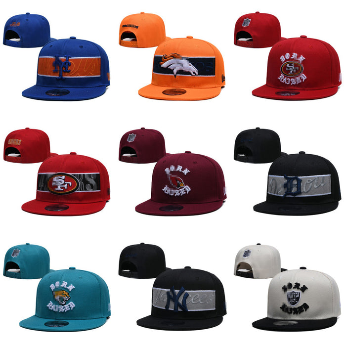 Wholesale Football Team Hat  Embroidered Flat-Brimmed Hat Outdoor Sun Protection Visor