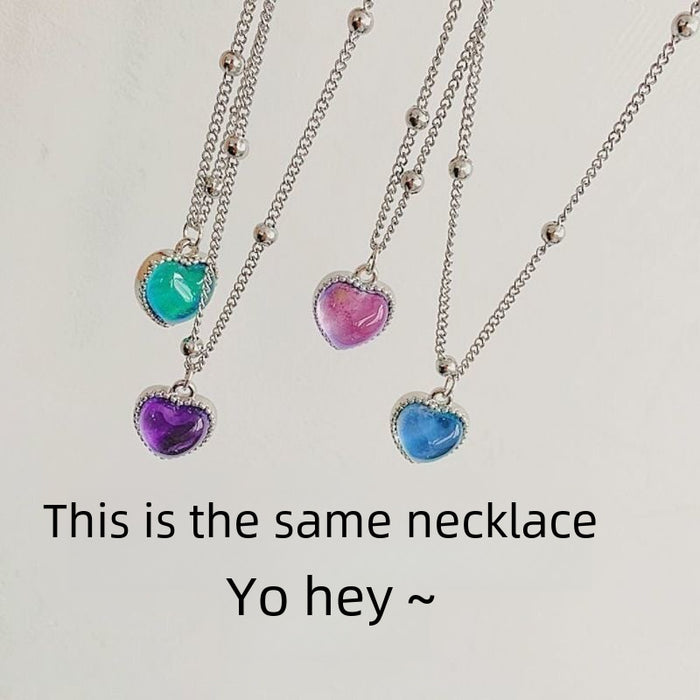Wholesale Color changing love necklace, niche design, collarbone chain necklace