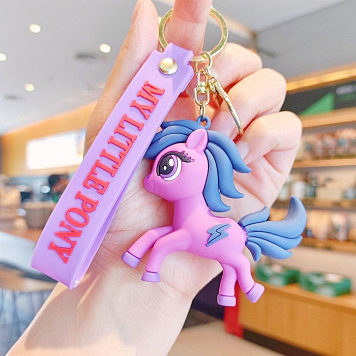 Wholesale Cartoon Pony Keychain Pendant Cute Unicorn Doll Female Backpack Car Key Chain