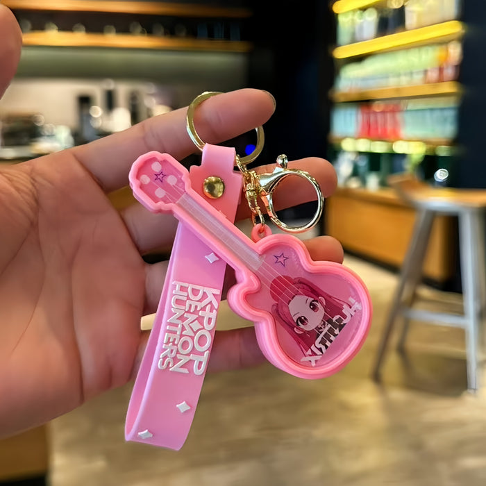 Wholesale Kpop cute glowing guitar keychain