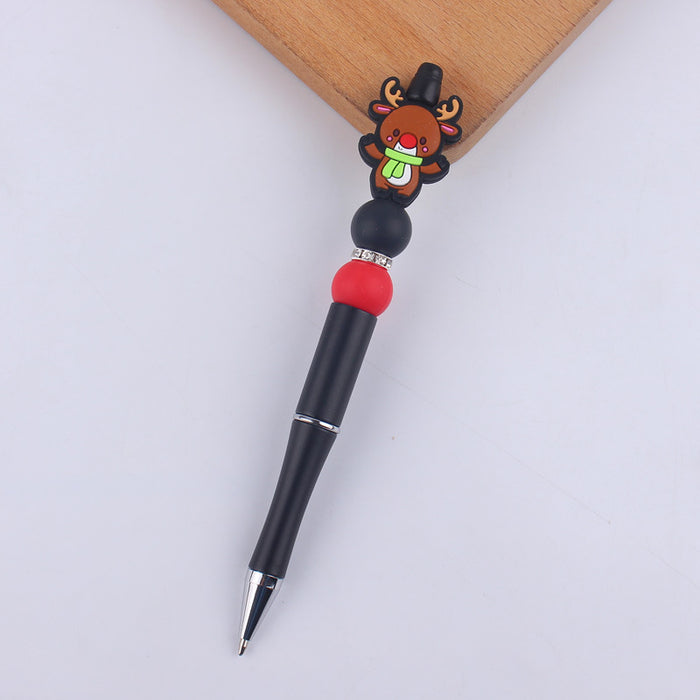 Wholesale Cartoon Christmas Santa Claus Silicone Plastic Bead Pen JDC-PN-GuangTian011