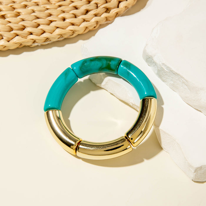 Wholesale Personalized acrylic curved tube bracelet curved bamboo tube halo retro marble bracelet