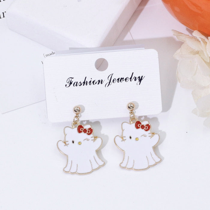 Wholesale Electroplated Metal  Earrings Cute Ghost Pumpkin Design Fashion Accessory MOQ≥2