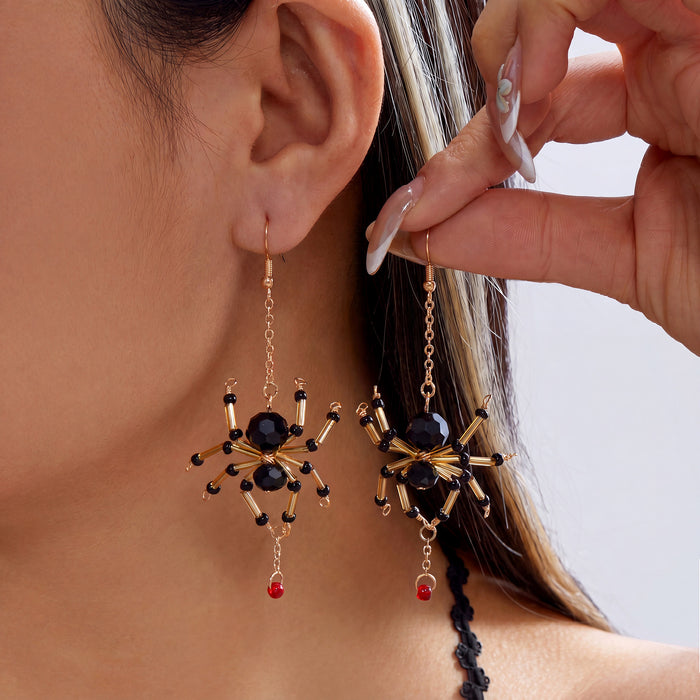 Wholesale Orange Skull Tassel Earrings Party Jewelry Accessory Alloy Electroplated