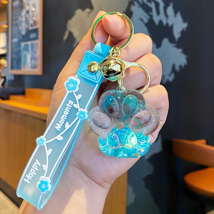 Wholesale Oil-filled Preserved Flower Cat' s Paw Sand Bottle Keychain