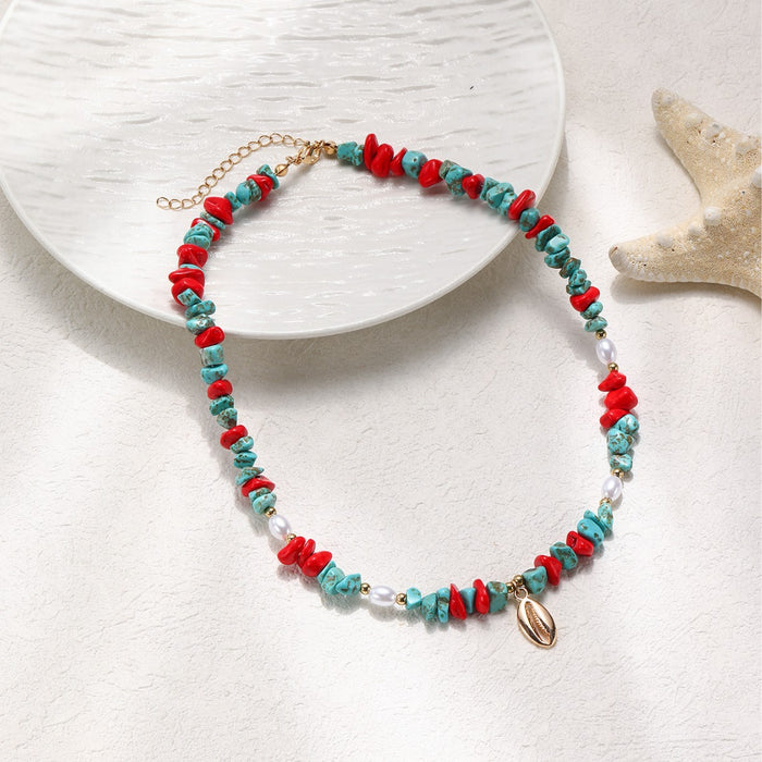 Wholesale Crabs, seahorses, starfish, seashells, soft pottery woven necklace, natural stone bracelet for women