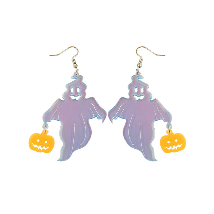 Wholesale Halloween Color Laser Skull Ghost Pumpkin Acrylic Printing Earrings JDC-ES-QingM004