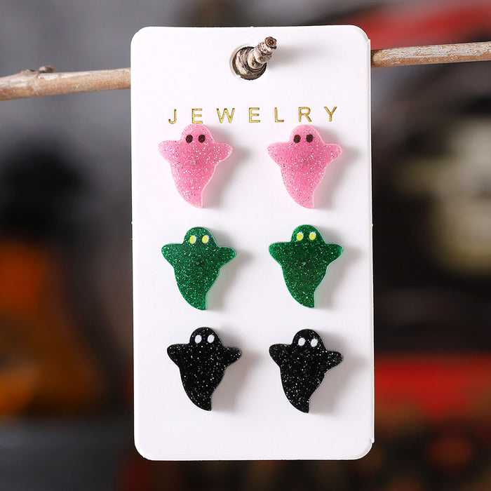 Wholesale Ghost Acrylic Earrings Set with Sequins Party Jewelry Accessory