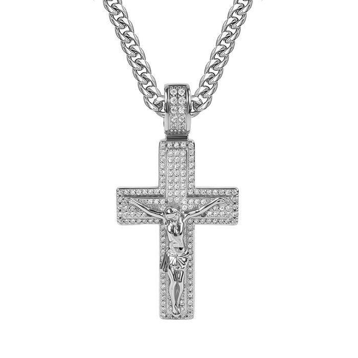 Wholesale Diamond-encrusted cross full diamond gold-plated pendant necklaces