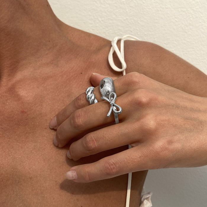 Wholesale  Irregular Liquid Line Open Ring Set Ring Niche Light Luxury Ring