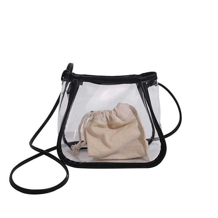 Wholesale Street Trend Transparent Bucket Bag PU Small Handbag for Women Fashion Accessory