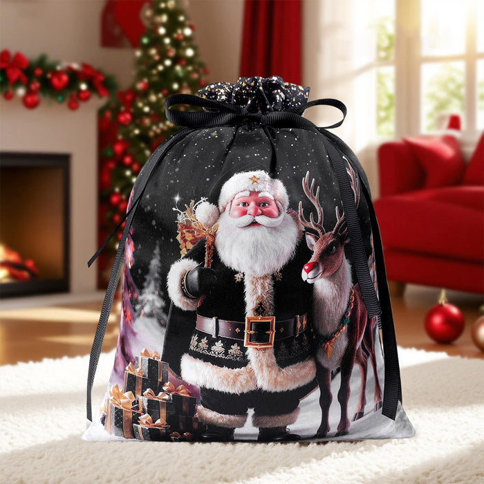 Wholesale Christmas Candy Custom Bag  Satin Double Drawstring Storage Bag Drawstring Christmas Gift Bag Gift Bag