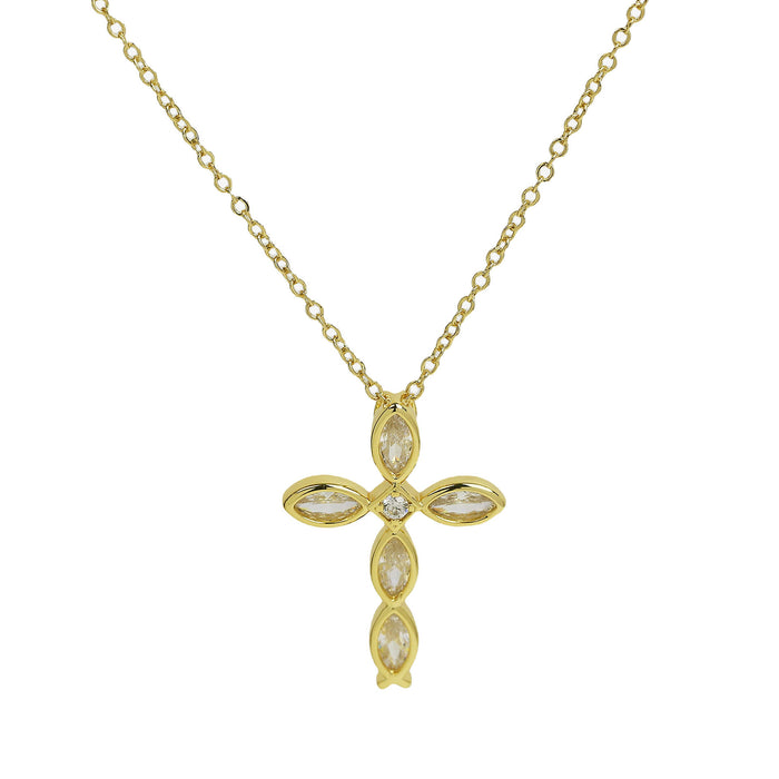 Wholesale 2PCS Brass Zircon Cross Pendant Necklace JDC-NE-BaiYi013