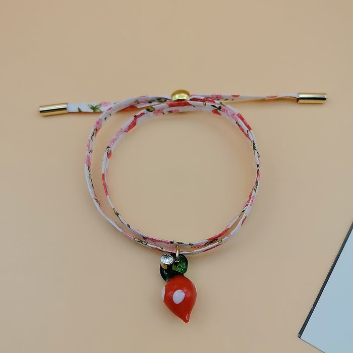 Wholesale Small floral cloth bracelet, personalized color, trendy color, glass beads, stainless steel adjustable bracelet