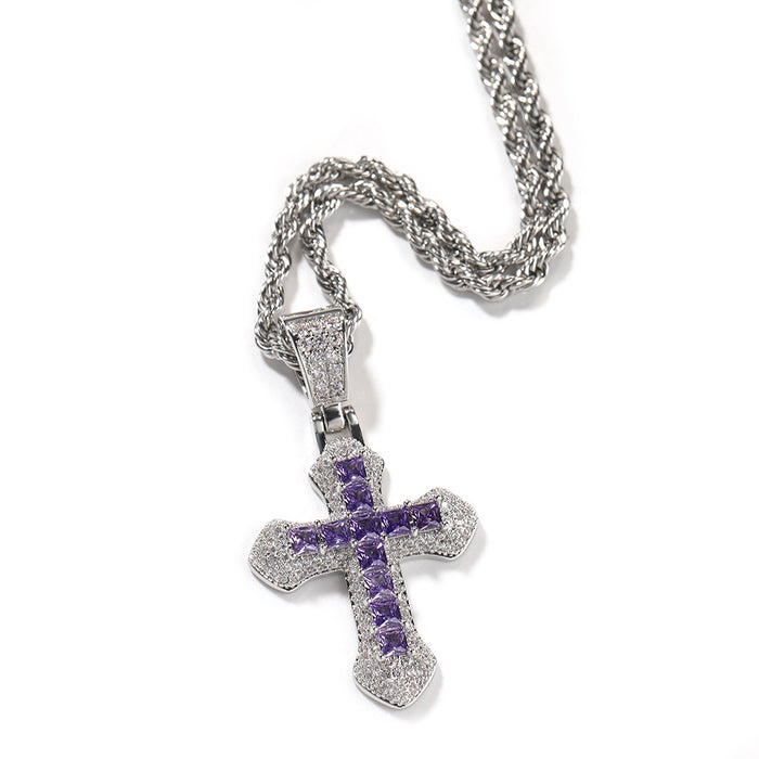 Wholesale Zircon Cross Men's Necklace Fashion All-match Chain Jewelry