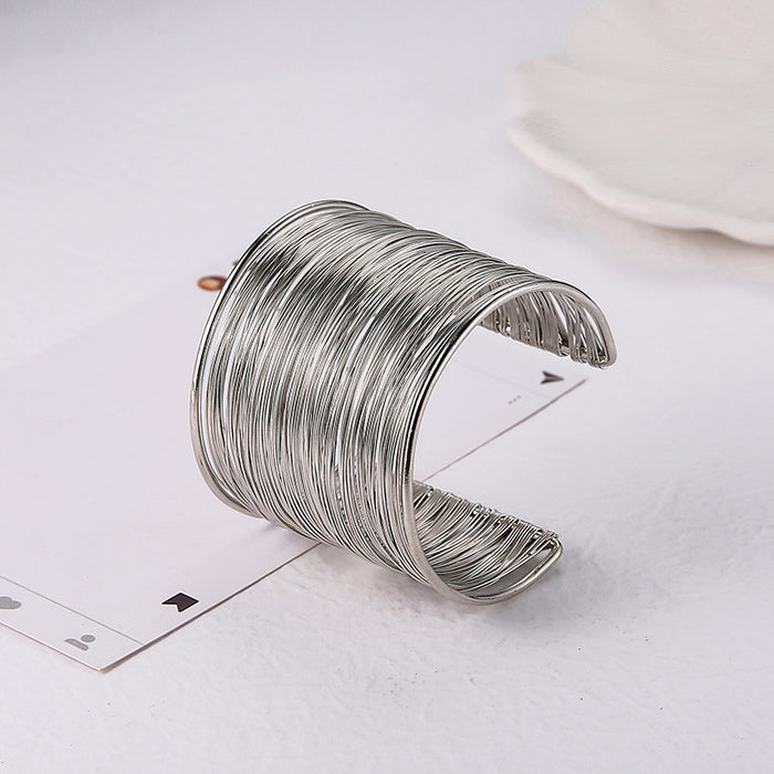 Wholesale Style Punk Party Bracelets Multi-Layer Cut Out Filigree C-Shaped Open Bracelets