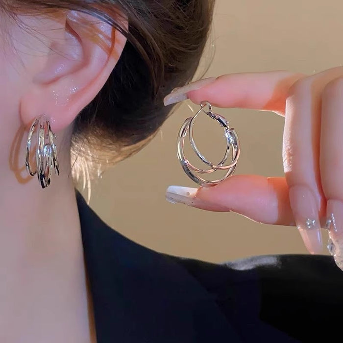 Wholesale  silver Ear Ring  Temperament Multi-layer C- shaped Earrings Earrings for Women