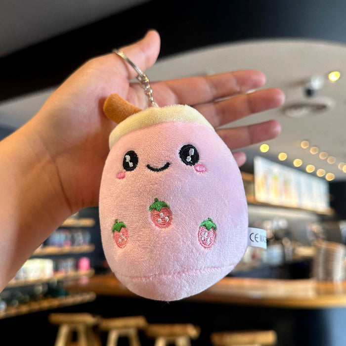 Wholesale Creative Milk Tea Plush Bag Pendant Cute Cartoon Furry Keychain Pendant Accessories Car Pendant