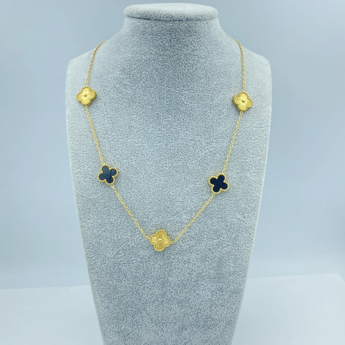 Wholesale 13MM titanium steel 5-link necklace  four-leaf clover necklace