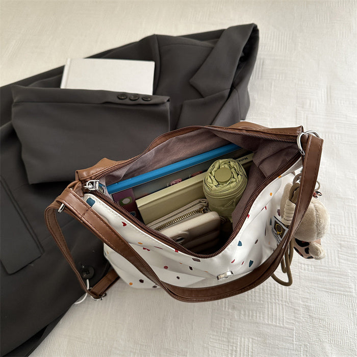 Wholesale New retro large capacity single shoulder commuting wave point fashionable versatile tote bag