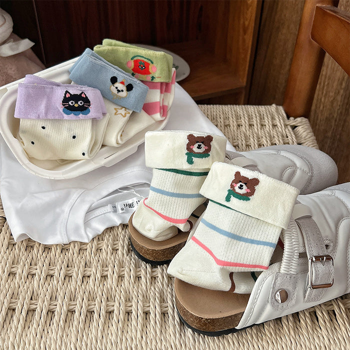 Wholesale College style ruffled cute cartoon combed cotton